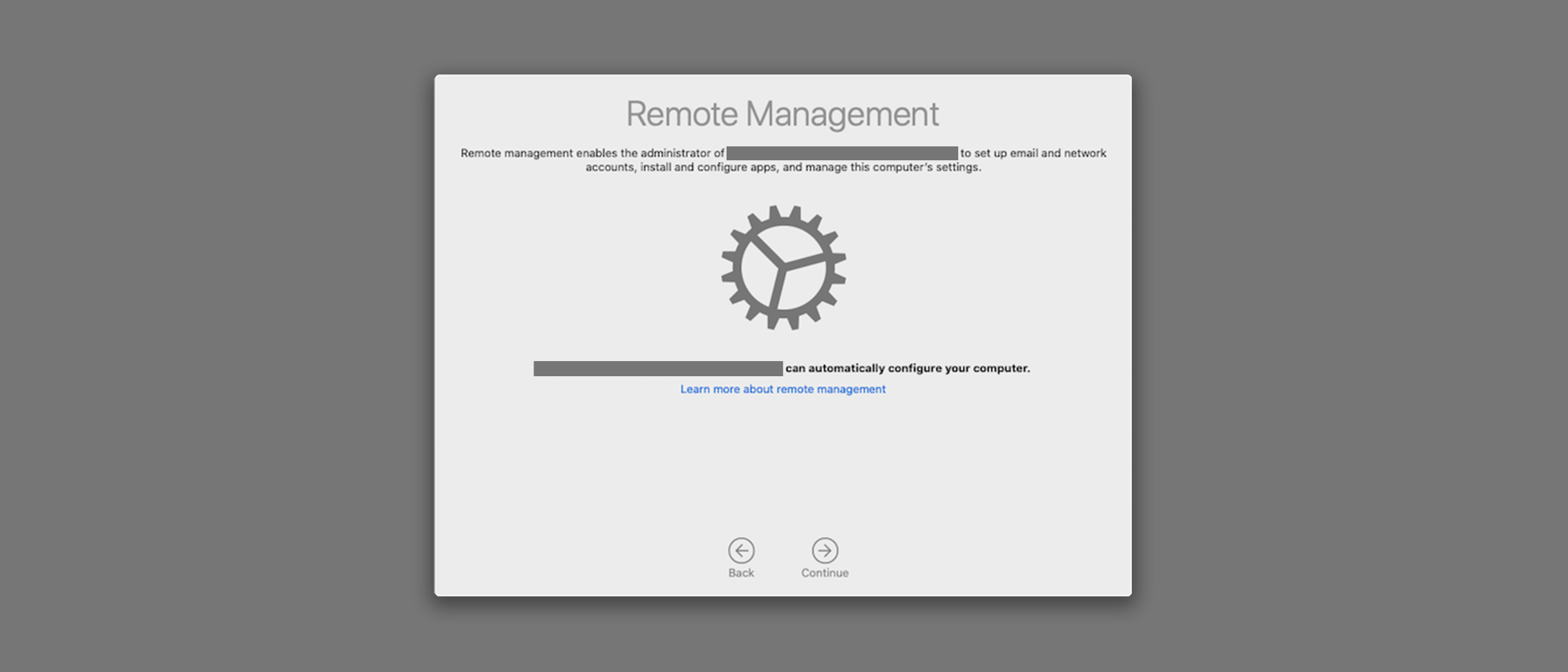 Screen that should be shown during enrollment