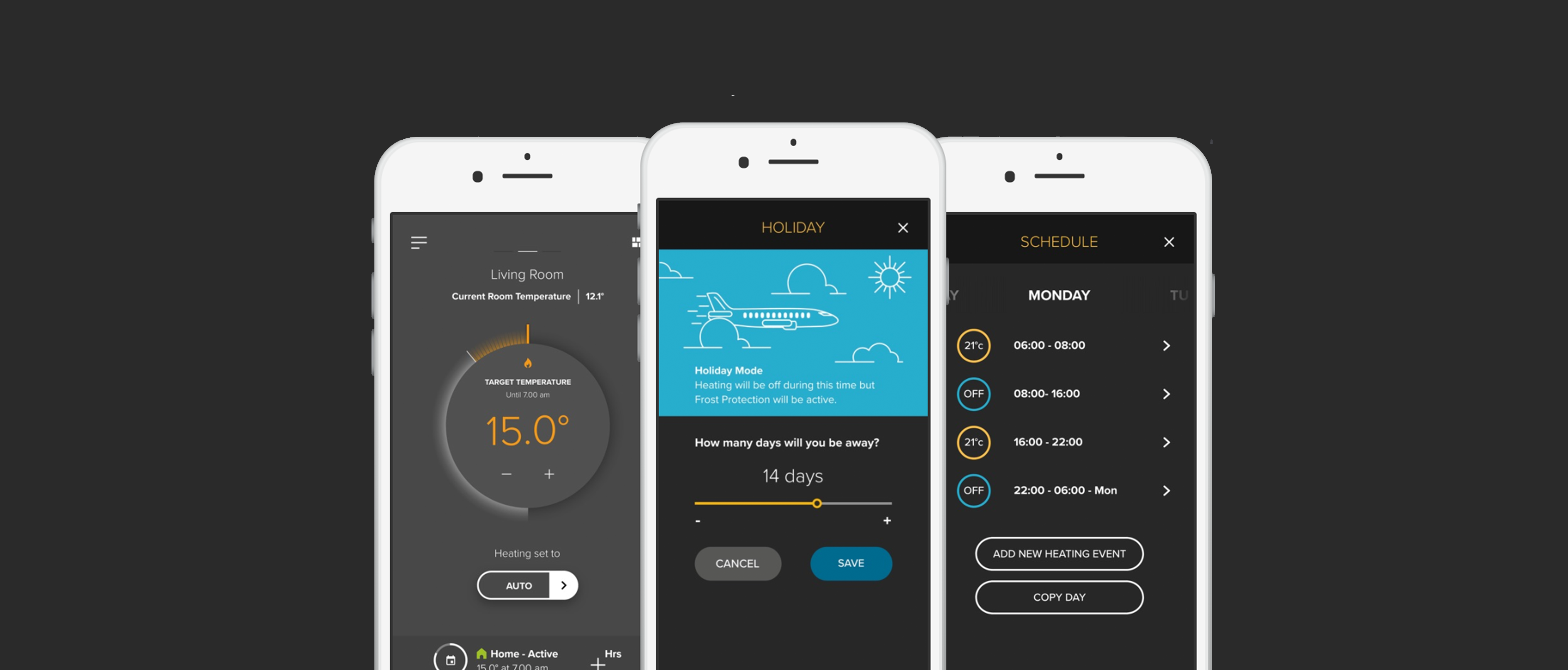 Heating App Shown on Screen