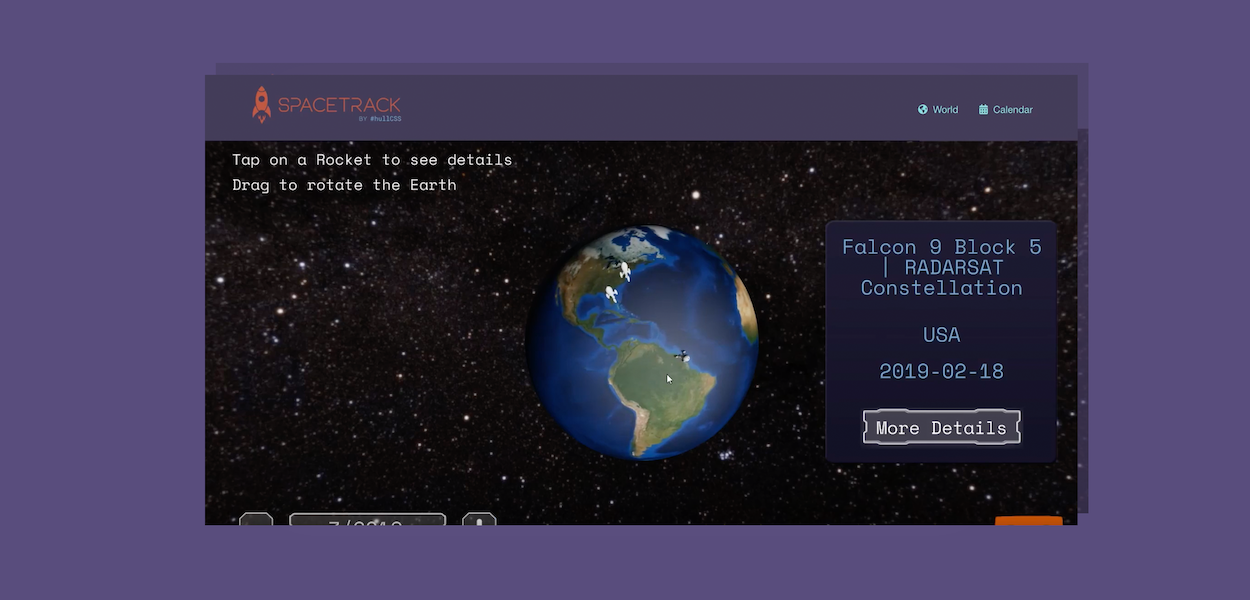 Globe with rocket launches
